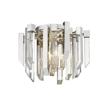 Z-Lite Bova 4 Light Flush Mount, Polished Nickel & Clear 4006F-PN